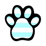 Horizontal Stripes - White and Celeste Cyan Magnet (Paw Print)