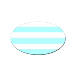 Horizontal Stripes - White and Celeste Cyan Sticker Oval (10 pack)