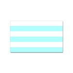 Horizontal Stripes - White and Celeste Cyan Sticker Rectangular (10 pack)