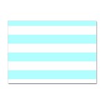 Horizontal Stripes - White and Celeste Cyan Sticker A4 (100 pack)