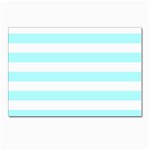 Horizontal Stripes - White and Celeste Cyan Postcard 4  x 6 
