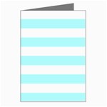 Horizontal Stripes - White and Celeste Cyan Greeting Card