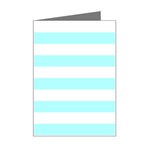 Horizontal Stripes - White and Celeste Cyan Mini Greeting Card