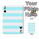 Horizontal Stripes - White and Celeste Cyan Playing Cards 54 Designs