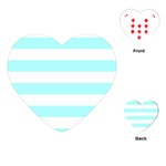 Horizontal Stripes - White and Celeste Cyan Playing Cards (Heart)