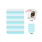 Horizontal Stripes - White and Celeste Cyan Playing Cards (Mini)