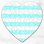 Horizontal Stripes - White and Celeste Cyan Jigsaw Puzzle (Heart)