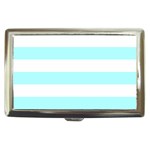 Horizontal Stripes - White and Celeste Cyan Cigarette Money Case