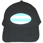 Horizontal Stripes - White and Celeste Cyan Black Cap