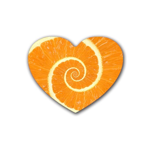 Spiral Citrus Orange Droste Heart Coaster (4 pack) from ArtsNow.com Front