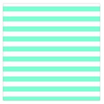 Horizontal Stripes - White and Aquamarine Large Satin Scarf (Square)