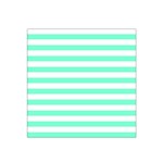 Horizontal Stripes - White and Aquamarine Satin Bandana Scarf