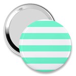 Horizontal Stripes - White and Aquamarine 3  Handbag Mirror