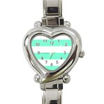 Horizontal Stripes - White and Aquamarine Heart Italian Charm Watch