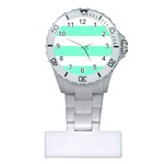 Horizontal Stripes - White and Aquamarine Nurses Watch