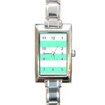 Horizontal Stripes - White and Aquamarine Rectangle Italian Charm Watch