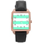 Horizontal Stripes - White and Aquamarine Rose Gold Leather Watch