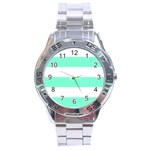 Horizontal Stripes - White and Aquamarine Stainless Steel Analogue Watch