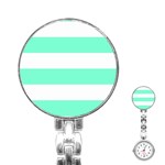 Horizontal Stripes - White and Aquamarine Stainless Steel Nurses Watch