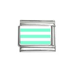 Horizontal Stripes - White and Aquamarine Italian Charm (9mm)