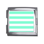 Horizontal Stripes - White and Aquamarine Mega Link Italian Charm (18mm)