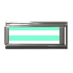 Horizontal Stripes - White and Aquamarine Superlink Italian Charm (9mm)