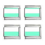 Horizontal Stripes - White and Aquamarine 9mm Italian Charm (4 pack)