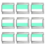 Horizontal Stripes - White and Aquamarine 9mm Italian Charm (9 pack)