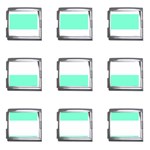 Horizontal Stripes - White and Aquamarine Mega Link Italian Charm (9 pack)