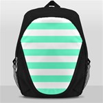 Horizontal Stripes - White and Aquamarine Backpack Bag