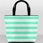 Horizontal Stripes - White and Aquamarine Bucket Bag