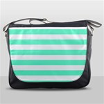 Horizontal Stripes - White and Aquamarine Messenger Bag