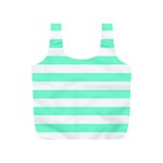 Horizontal Stripes - White and Aquamarine Full Print Recycle Bag (S)