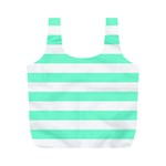 Horizontal Stripes - White and Aquamarine Full Print Recycle Bag (M)