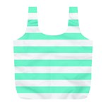 Horizontal Stripes - White and Aquamarine Full Print Recycle Bag (L)