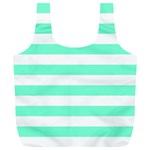 Horizontal Stripes - White and Aquamarine Full Print Recycle Bag (XL)