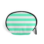 Horizontal Stripes - White and Aquamarine Accessory Pouch (Small)