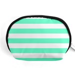 Horizontal Stripes - White and Aquamarine Accessory Pouch (Medium)