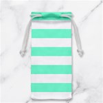 Horizontal Stripes - White and Aquamarine Jewelry Bag
