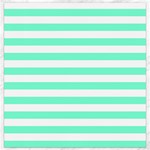Horizontal Stripes - White and Aquamarine Canvas 16  x 16 