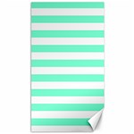 Horizontal Stripes - White and Aquamarine Canvas 40  x 72 