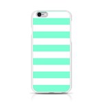 Horizontal Stripes - White and Aquamarine Apple iPhone 6/6S Silicone Case (Transparent)