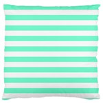 Horizontal Stripes - White and Aquamarine Large Cushion Case (Two Sides)