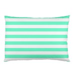 Horizontal Stripes - White and Aquamarine Pillow Case (Two Sides)