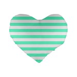 Horizontal Stripes - White and Aquamarine Standard 16  Premium Heart Shape Cushion