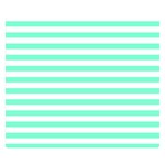 Horizontal Stripes - White and Aquamarine Double Sided Flano Blanket (Small)