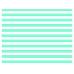 Horizontal Stripes - White and Aquamarine Double Sided Flano Blanket (Medium)