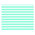 Horizontal Stripes - White and Aquamarine Double Sided Flano Blanket (Large)