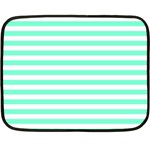 Horizontal Stripes - White and Aquamarine Double Sided Fleece Blanket (Mini)