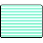 Horizontal Stripes - White and Aquamarine Fleece Blanket (Medium) (One Side)